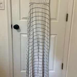 Elegant White and Black Striped Maxi Dress